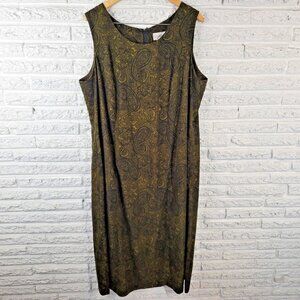 Studio I Womens Dress 22W Plus Shift Midi Sleeveless Green Paisley Zip PAI29E